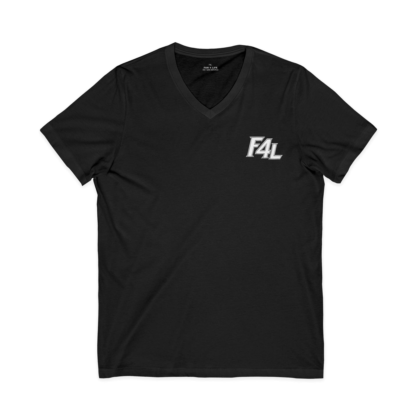 Fan For Life (F4L Offset White Logo) -  Unisex Jersey Short Sleeve V-Neck Tee
