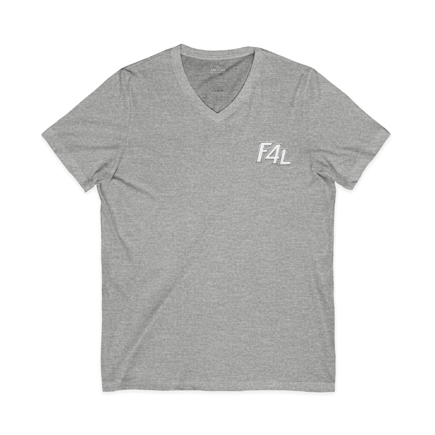 Fan For Life (F4L Offset White Logo) -  Unisex Jersey Short Sleeve V-Neck Tee
