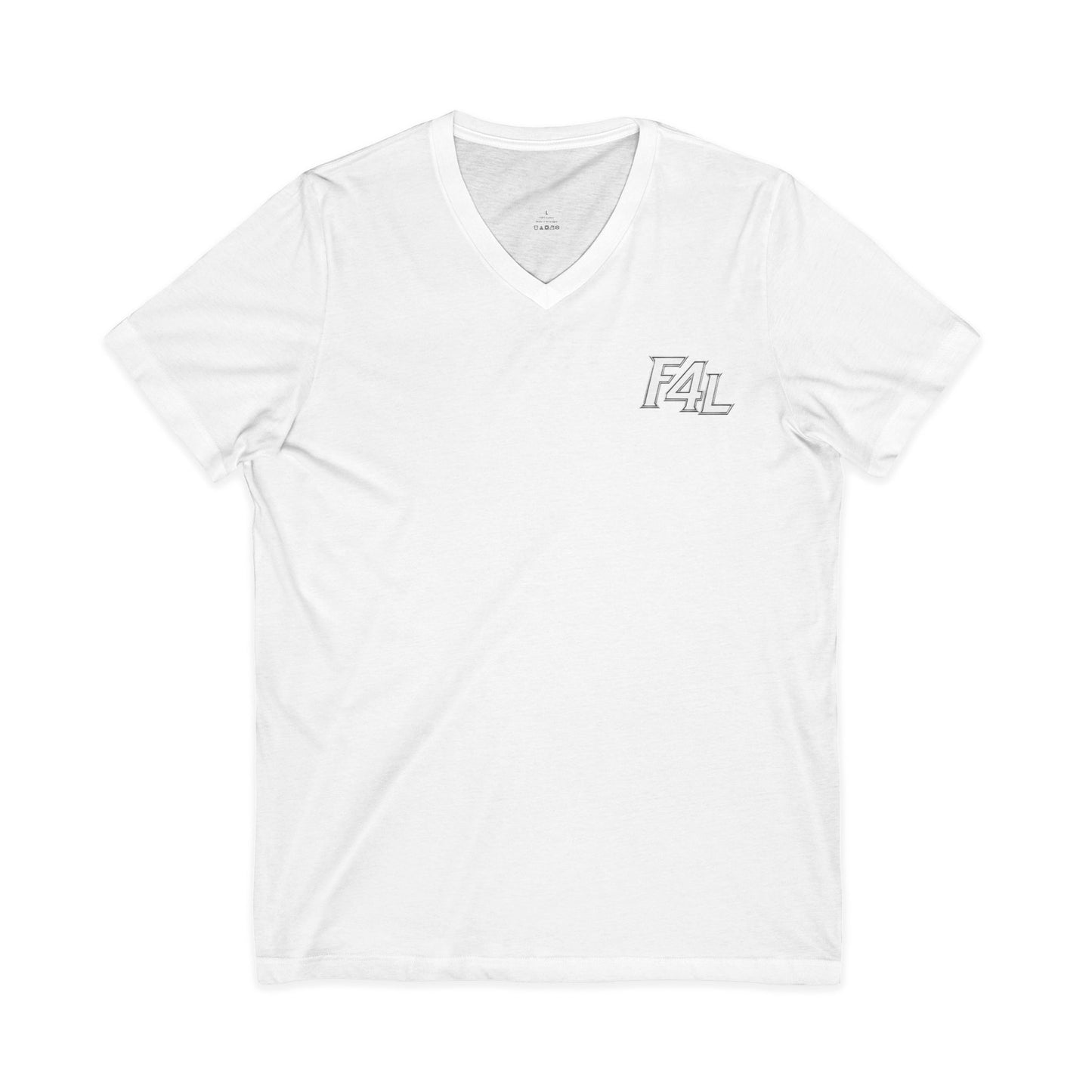 Fan For Life (F4L Offset White Logo) -  Unisex Jersey Short Sleeve V-Neck Tee