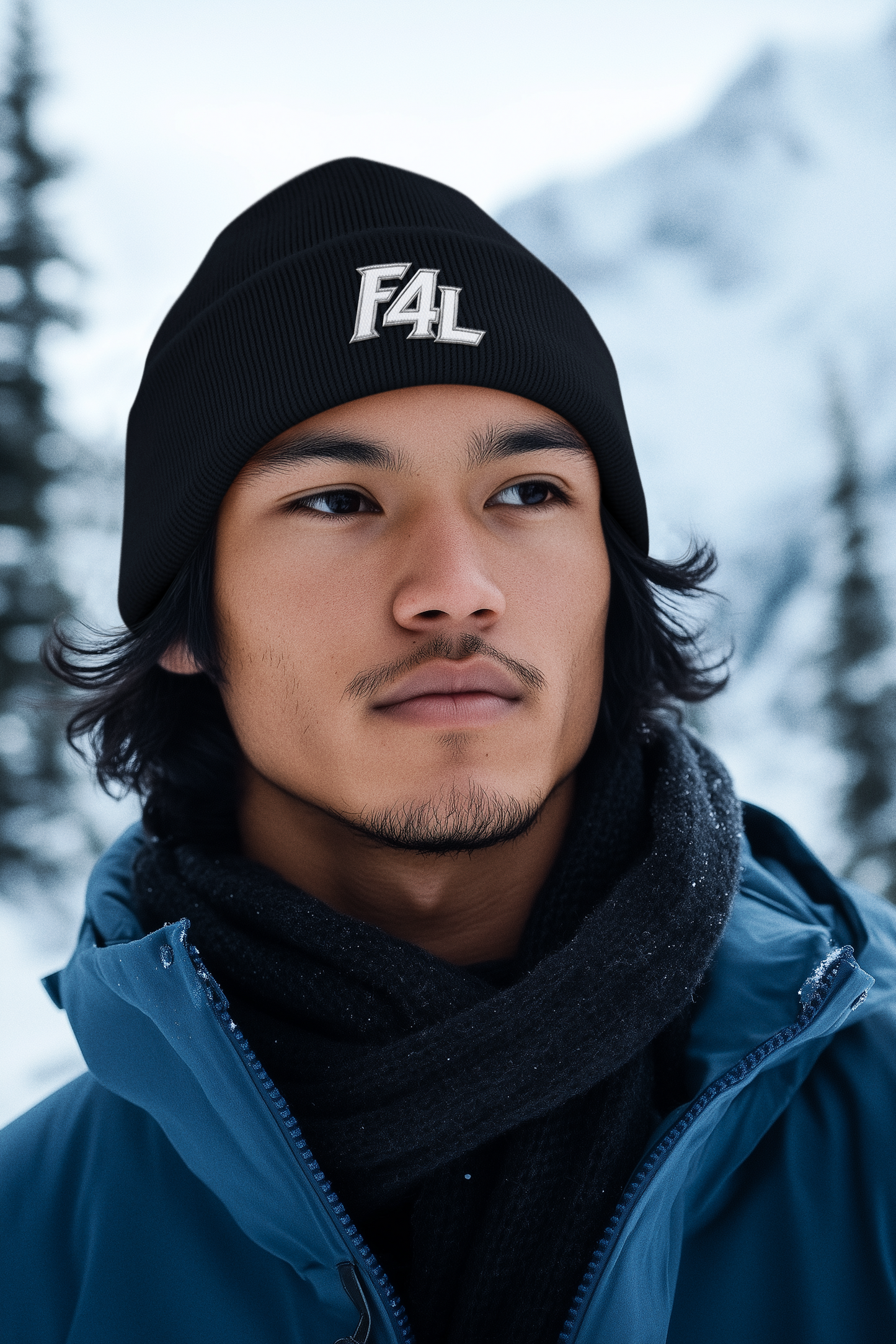 Fan For Life (F4L Logo Offset) San Antonio Beanie - Black
