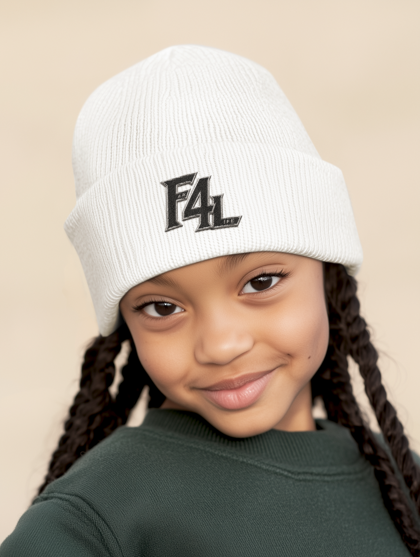 Fan For Life (F4L Logo Offset) San Antonio Beanie - White